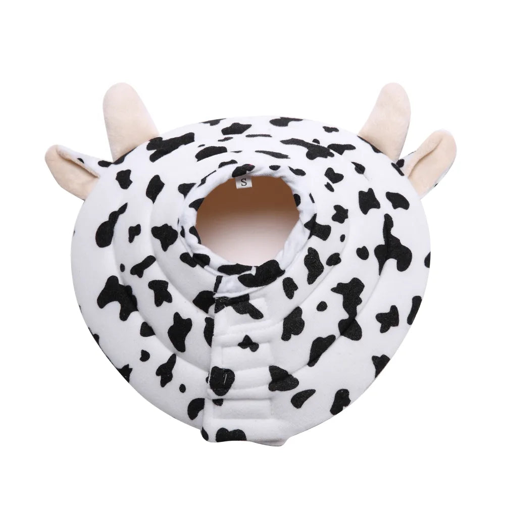 Cow-themed Elizabethan collar