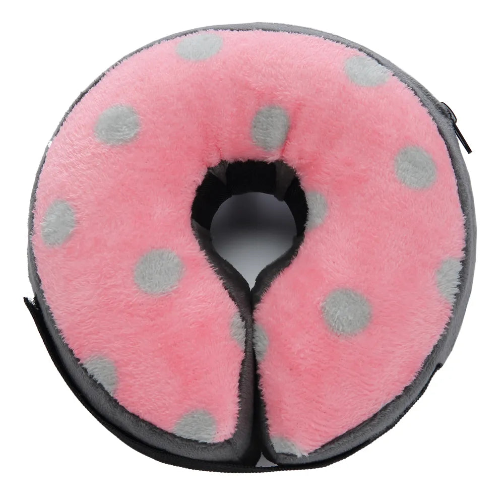 Tamecare Pink & Gray Polka Dot Inflatable Recovery Collar