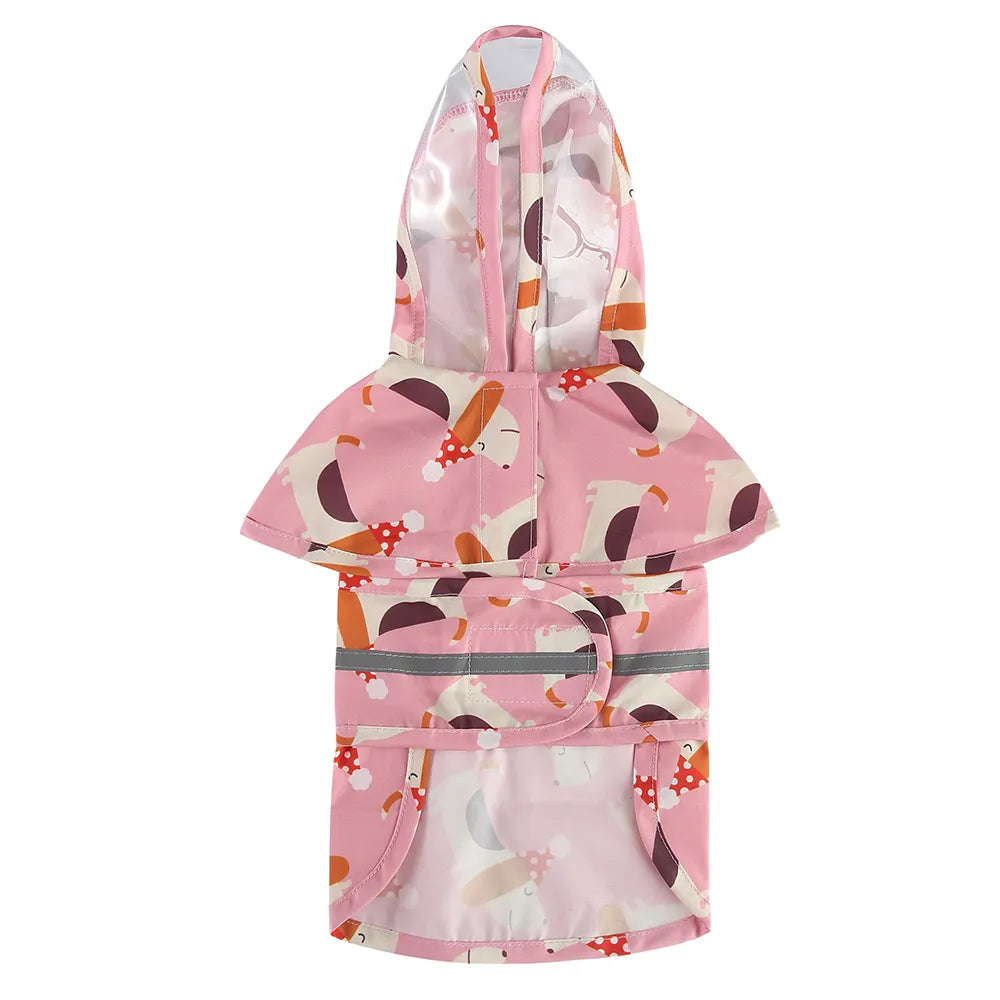 Cartoon Puppy Dog Rain Jacket with Reflective Strip