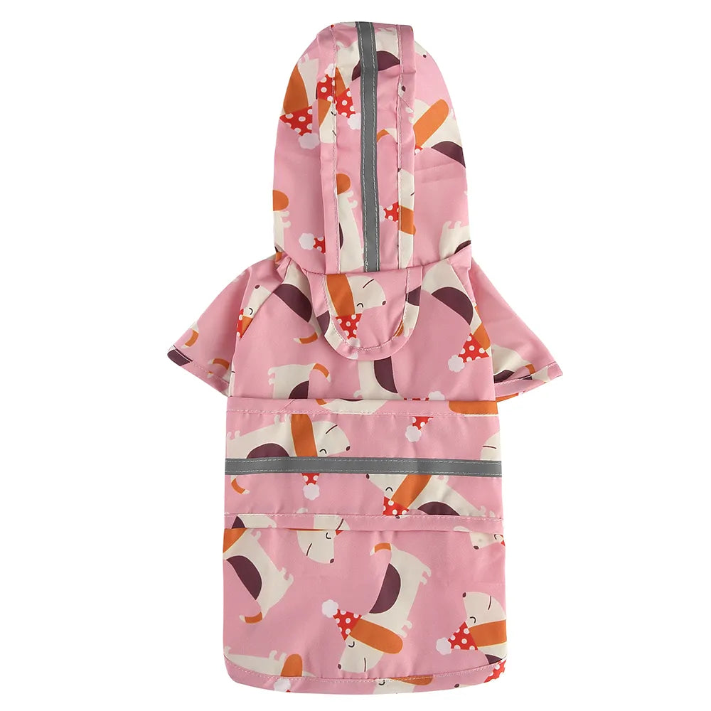 Cartoon Puppy Dog Rain Jacket with Reflective Strip
