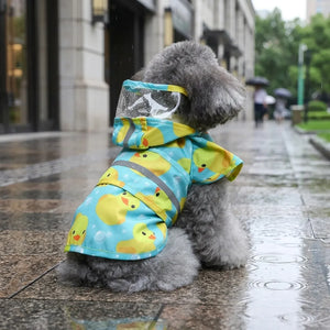 Duck Print Waterproof Dog Raincoat with Reflective Strip