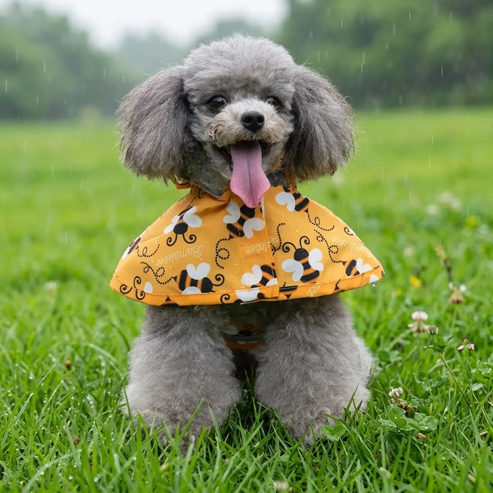 Bee Print Waterproof Dog Raincoat with Reflective Strip