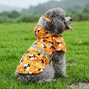 Bee Print Waterproof Dog Raincoat with Reflective Strip