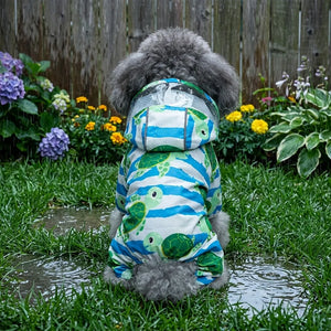 Turtle Print Four-Legged Dog Raincoat
