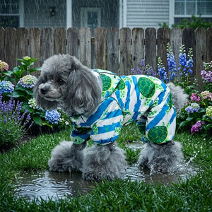 Turtle Print Four-Legged Dog Raincoat