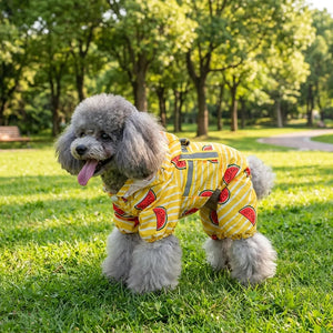 Watermelon Print Four-Legged Dog Raincoat with Harness