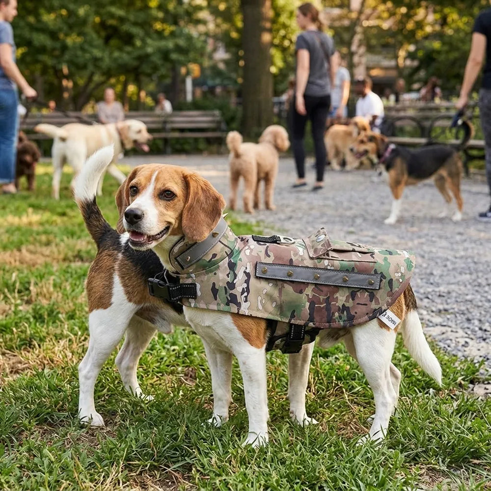 Tamecare Green Camo Pocket Anti-Bite Recovery Vest, Double-Stud Design