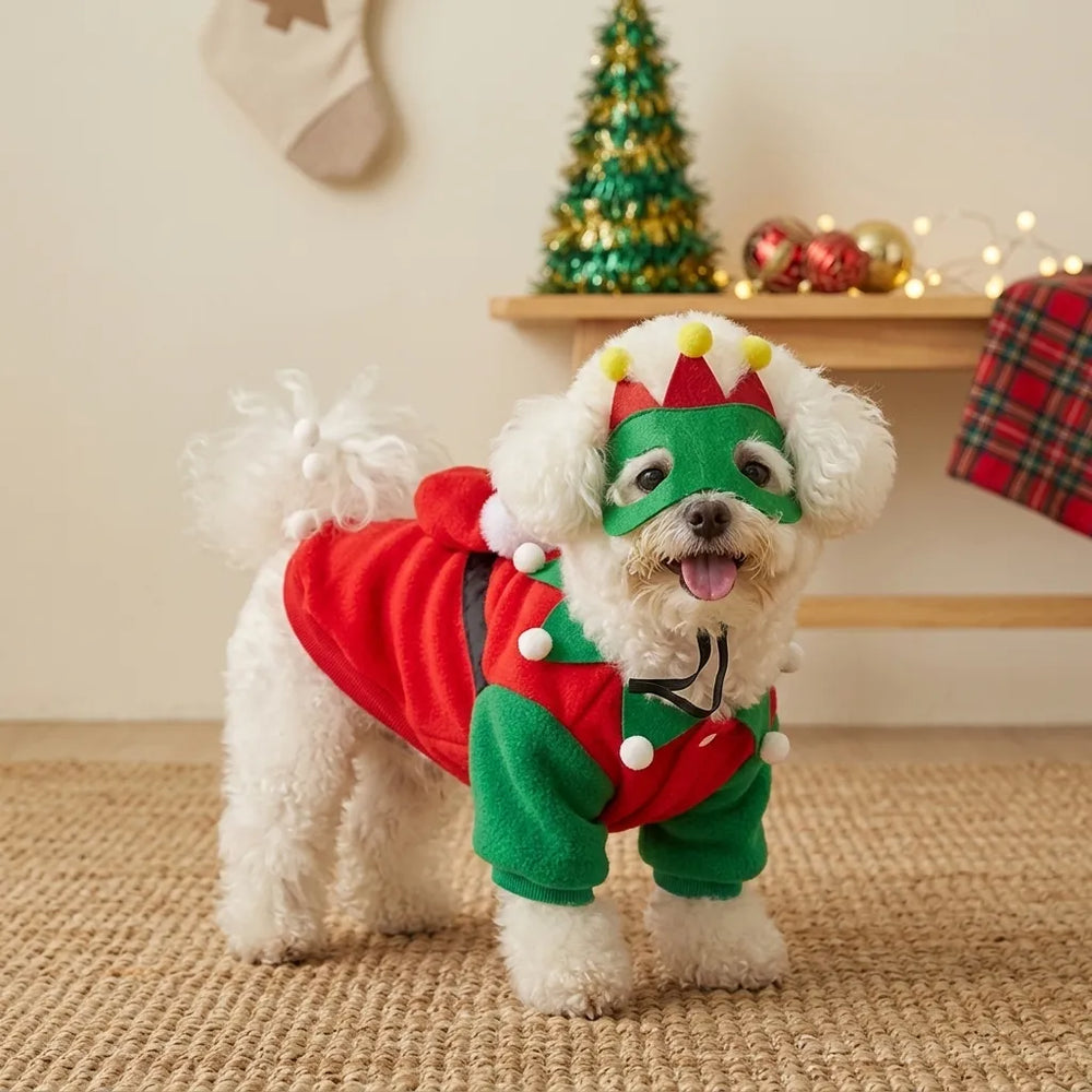 Tamecare Pom-Pom Mask Dog Christmas Costume Set