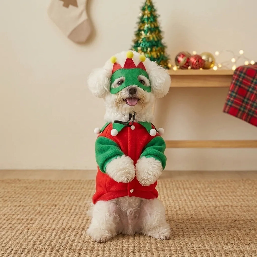 Tamecare Pom-Pom Mask Dog Christmas Costume Set