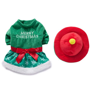 Tamecare Yellow Reindeer Christmas Dog Dress and Hat Set