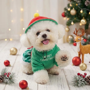Tamecare Yellow Reindeer Christmas Dog Dress and Hat Set