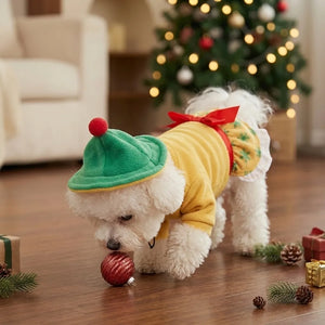 Tamecare Green Snowflake Christmas Dog Dress and Hat Set