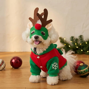 Tamecare Reindeer Mask Dog Christmas Costume Set
