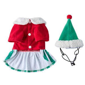 Tamecare Starry Christmas Dog Dress and Hat Set