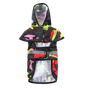 Color Camo Reflective Hooded Dog Rain Cape