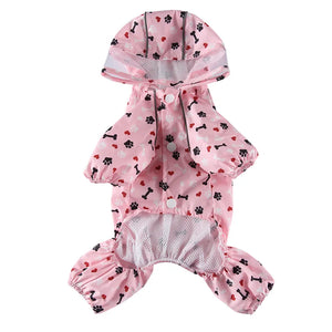 Cute Footprint Hooded Waterproof Pet Rain Jacket