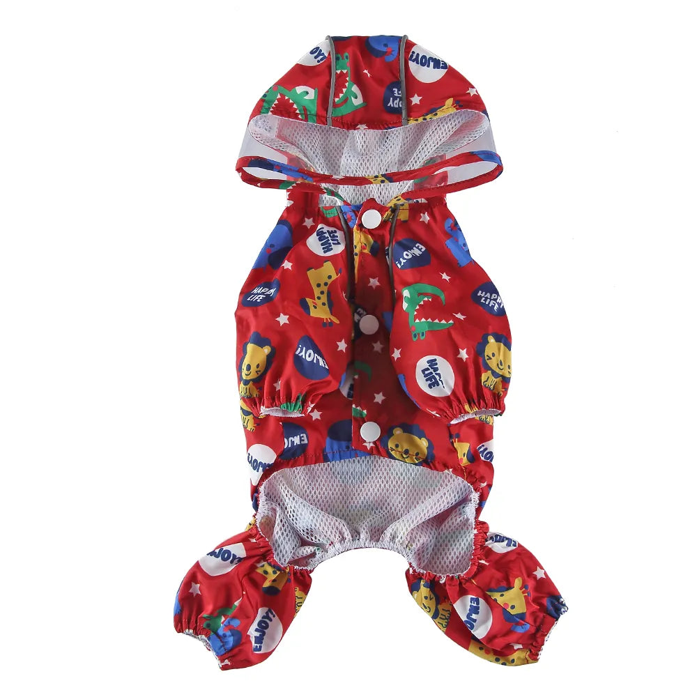 Cute Dinosaur Lion Hooded Waterproof Pet Rain Jacket
