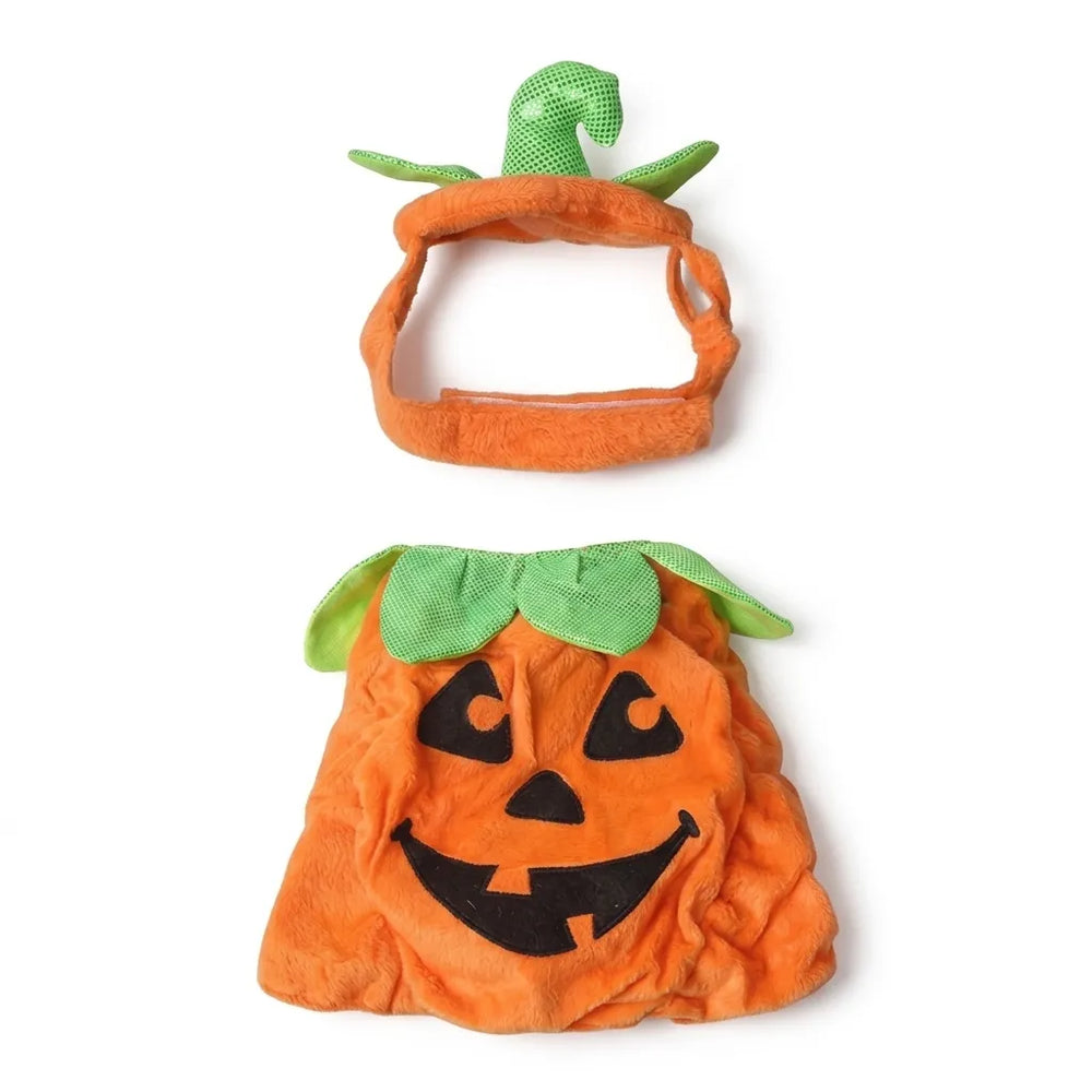 Tamecare Pumpkin Dog Costume Hat and Cape Set, Halloween Pet Outfit