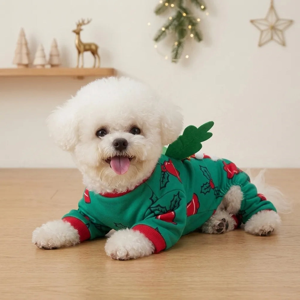 Tamecare Christmas Tree Dog Costume with Red Hat and Wings