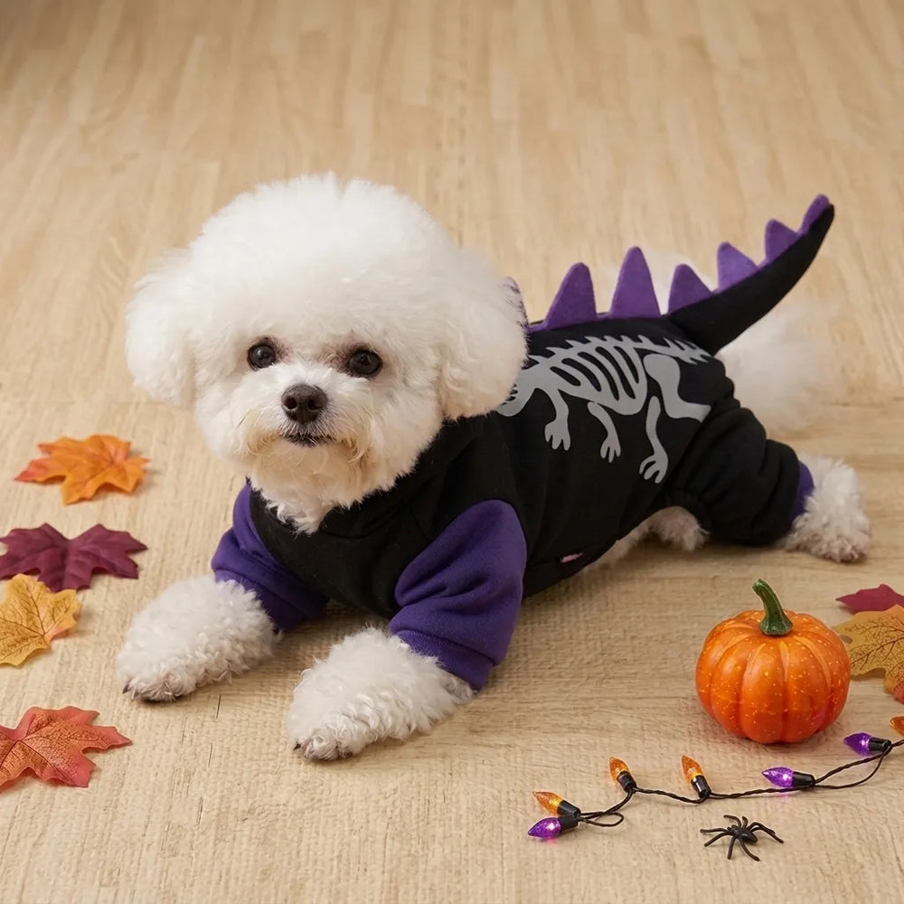 Tamecare Black Skeleton Dragon Dog Halloween Costume