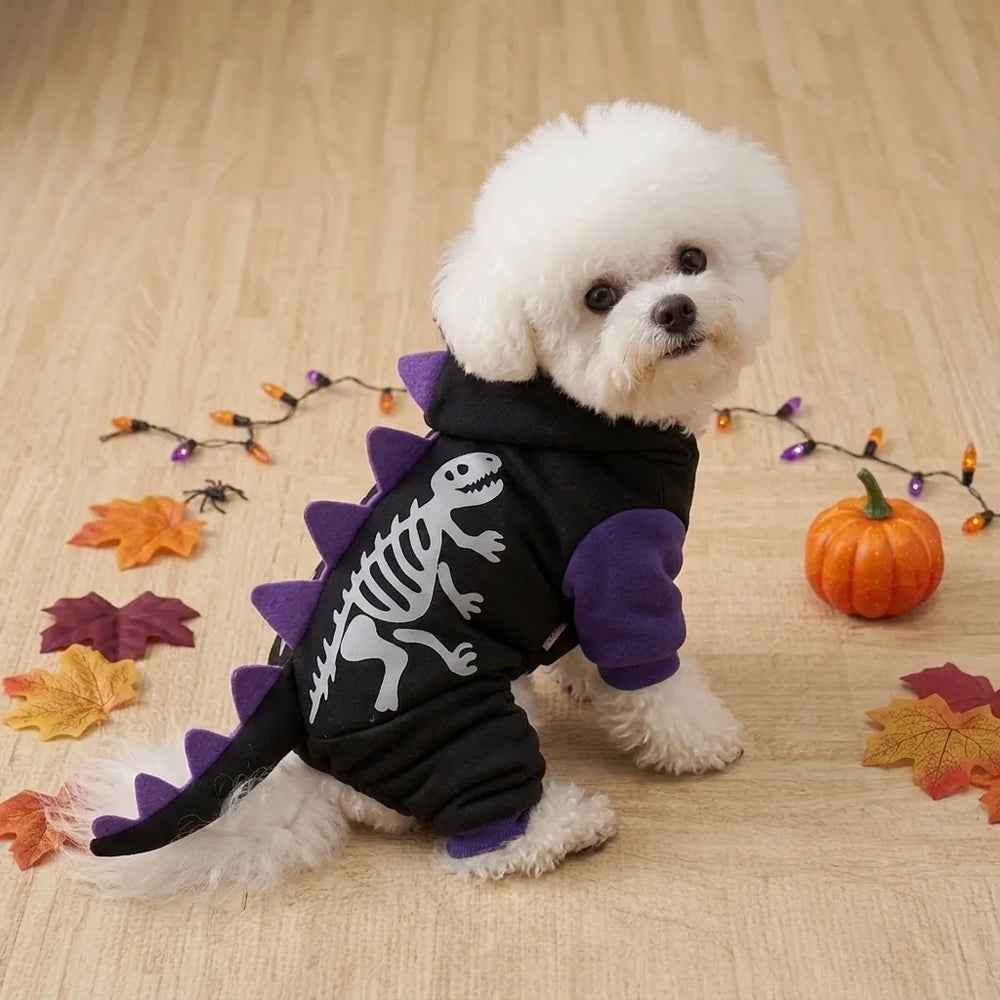 Tamecare Black Skeleton Dragon Dog Halloween Costume