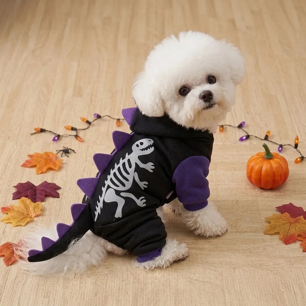 Tamecare Black Skeleton Dragon Dog Halloween Costume