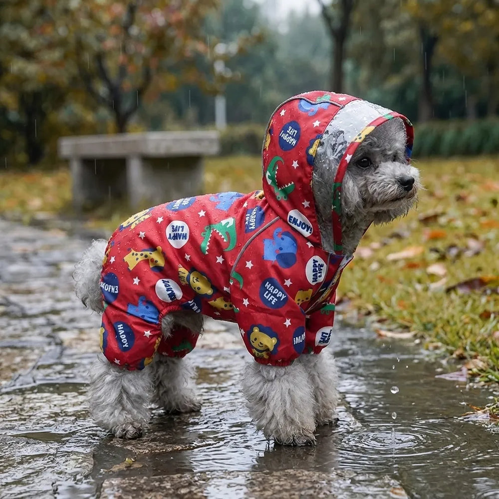 Cute Dinosaur Lion Hooded Waterproof Pet Rain Jacket