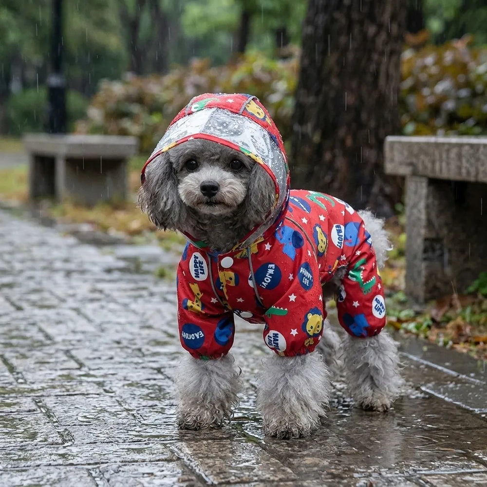 Cute Dinosaur Lion Hooded Waterproof Pet Rain Jacket