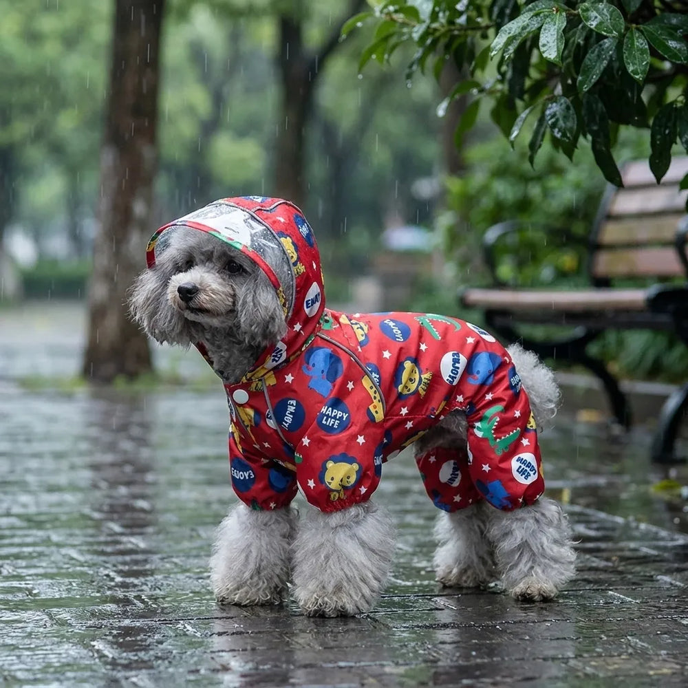 Cute Dinosaur Lion Hooded Waterproof Pet Rain Jacket