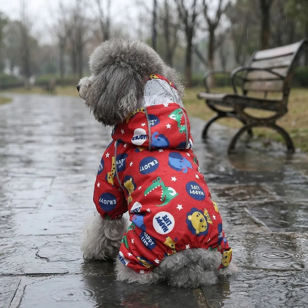 Cute Dinosaur Lion Hooded Waterproof Pet Rain Jacket