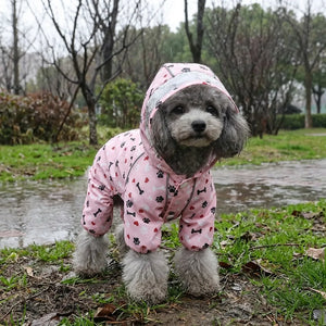 Cute Footprint Hooded Waterproof Pet Rain Jacket