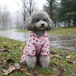 Cute Footprint Hooded Waterproof Pet Rain Jacket
