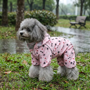 Cute Footprint Hooded Waterproof Pet Rain Jacket
