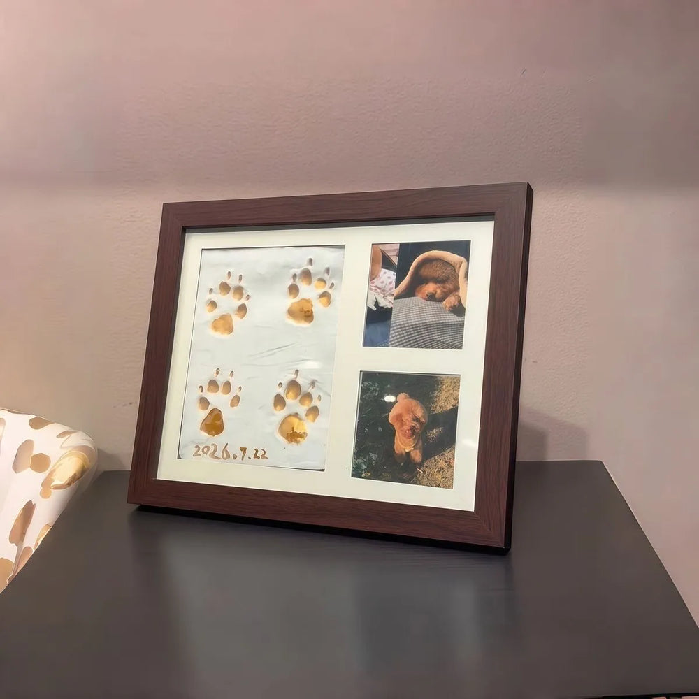 Pet Paw Print Picture Frame, DIY Dog Cat Paw Keepsake Photo Frame