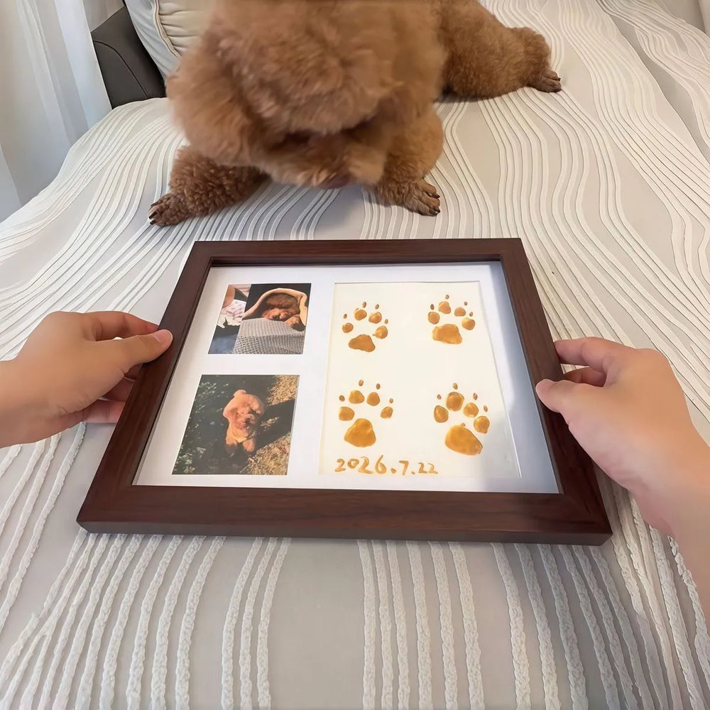 Pet Paw Print Picture Frame, DIY Dog Cat Paw Keepsake Photo Frame