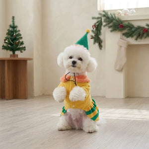 Tamecare Gold Reindeer Christmas Dog Dress and Hat Set