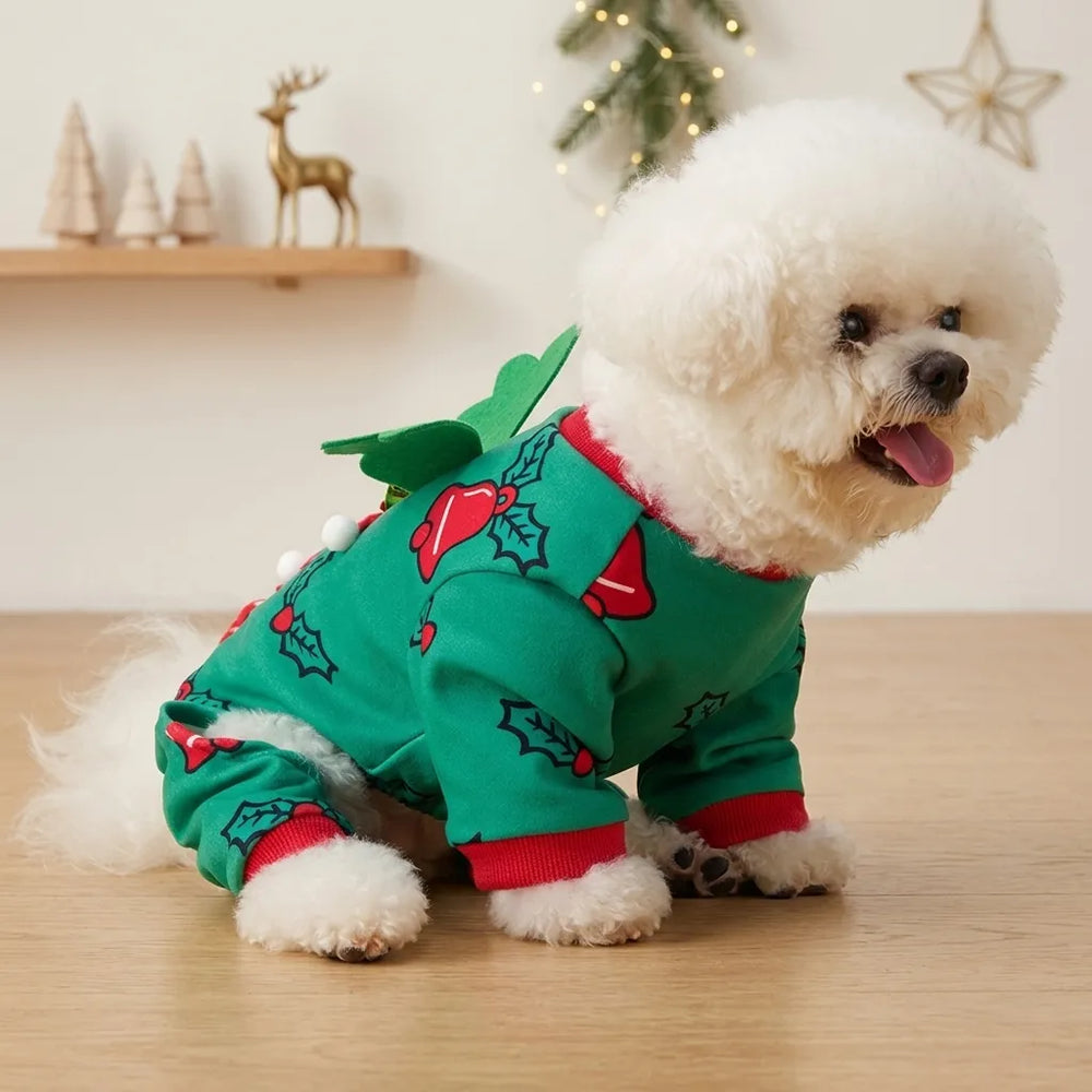 Tamecare Christmas Tree Dog Costume with Red Hat and Wings