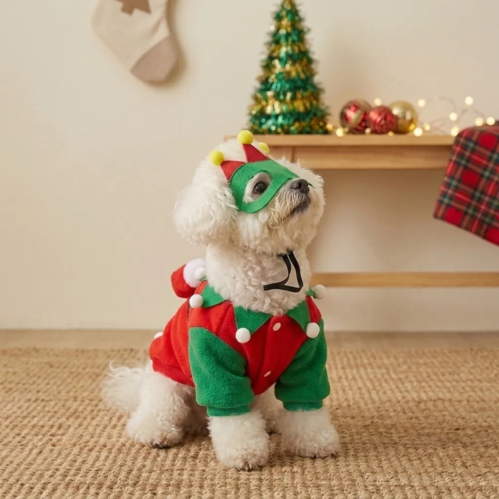 Tamecare Pom-Pom Mask Dog Christmas Costume Set