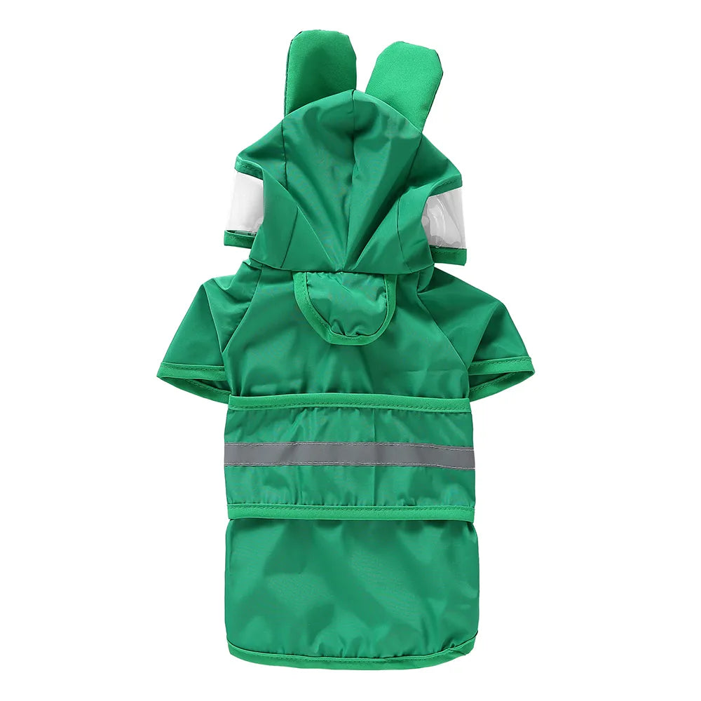 Frog Waterproof Dog Raincoat with Reflective Strip & Leash Hole