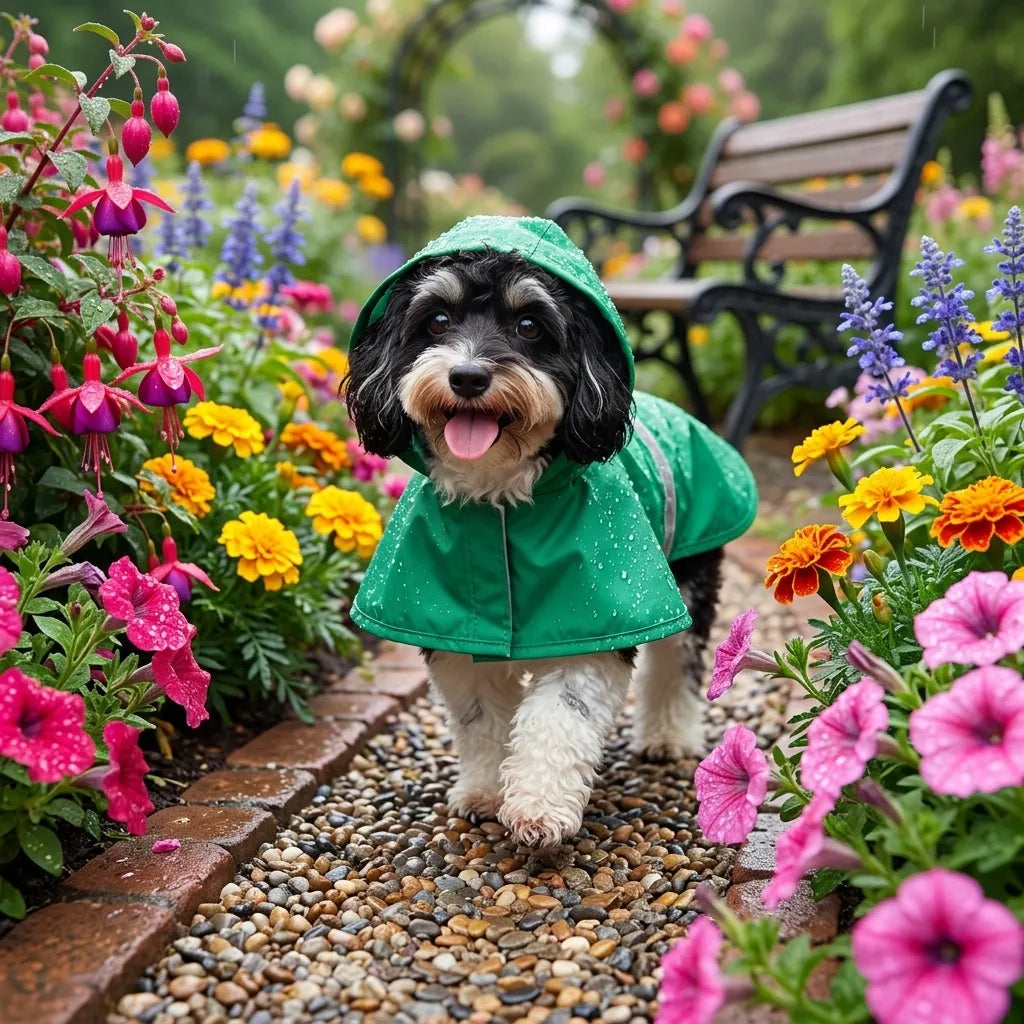 Frog Waterproof Dog Raincoat with Reflective Strip & Leash Hole
