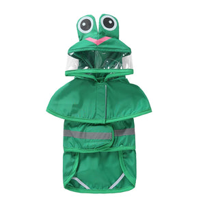 Frog Waterproof Dog Raincoat with Reflective Strip & Leash Hole