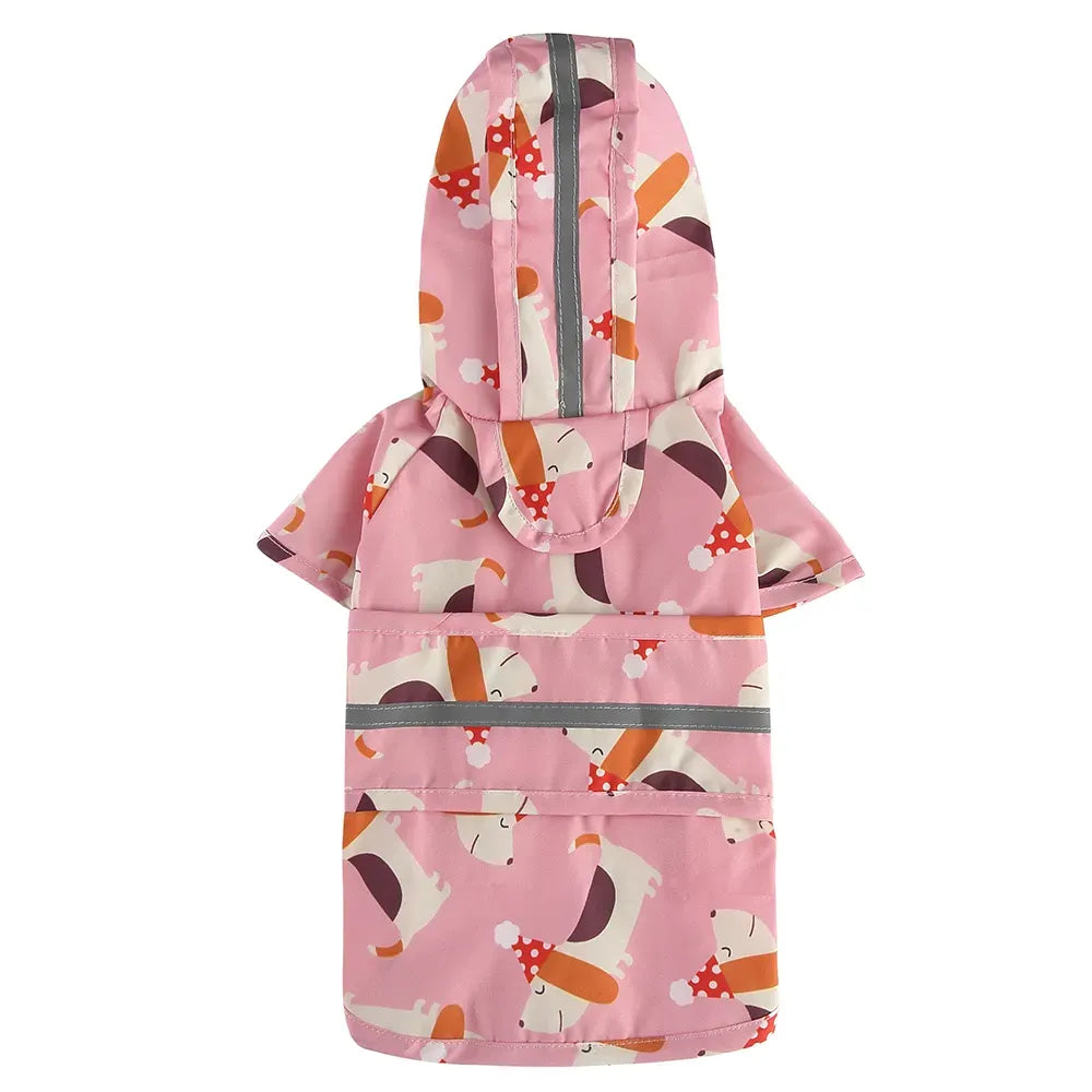 Cartoon Puppy Dog Rain Jacket with Reflective Strip