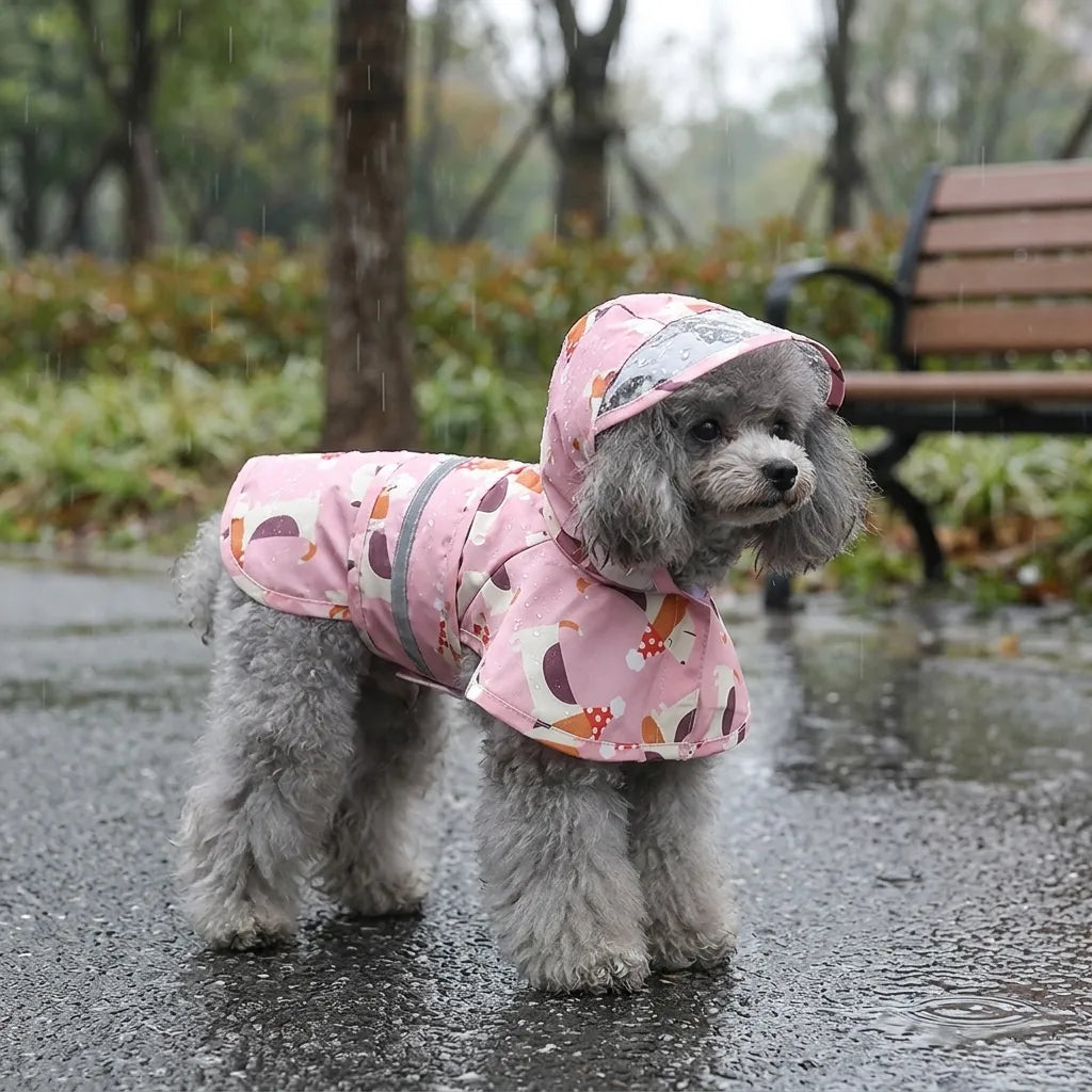 Cartoon Puppy Dog Rain Jacket with Reflective Strip