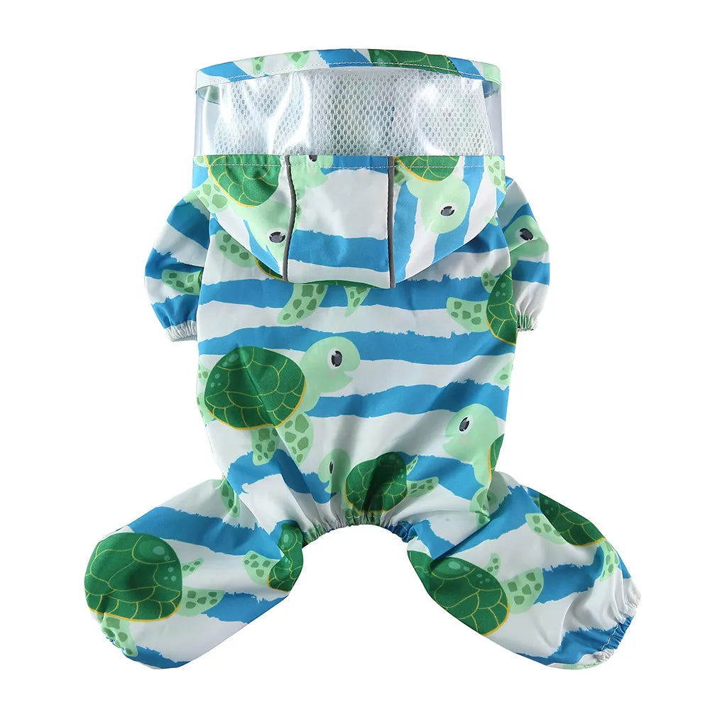 Tamecare dog raincoat sea turtle pattern