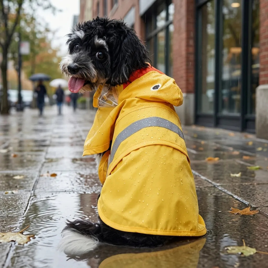 Reflective Duck Dog Raincoat with Tail Cover & Leash Hole, Medium Large Breeds