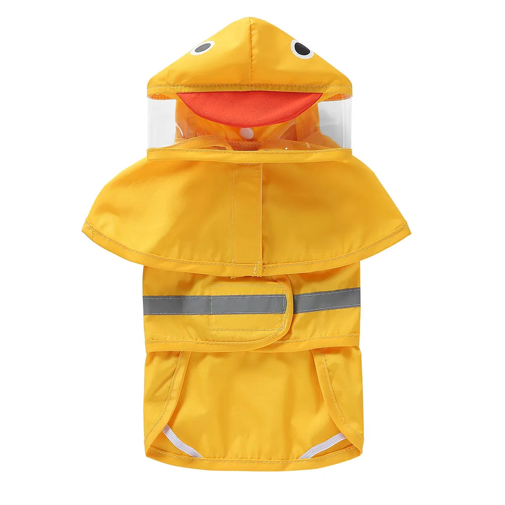Reflective Duck Dog Raincoat with Tail Cover & Leash Hole, Medium Large Breeds