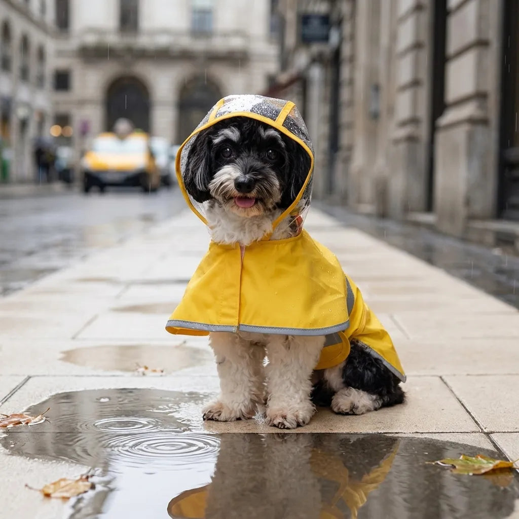 Reflective Duck Dog Raincoat with Tail Cover & Leash Hole, Medium Large Breeds