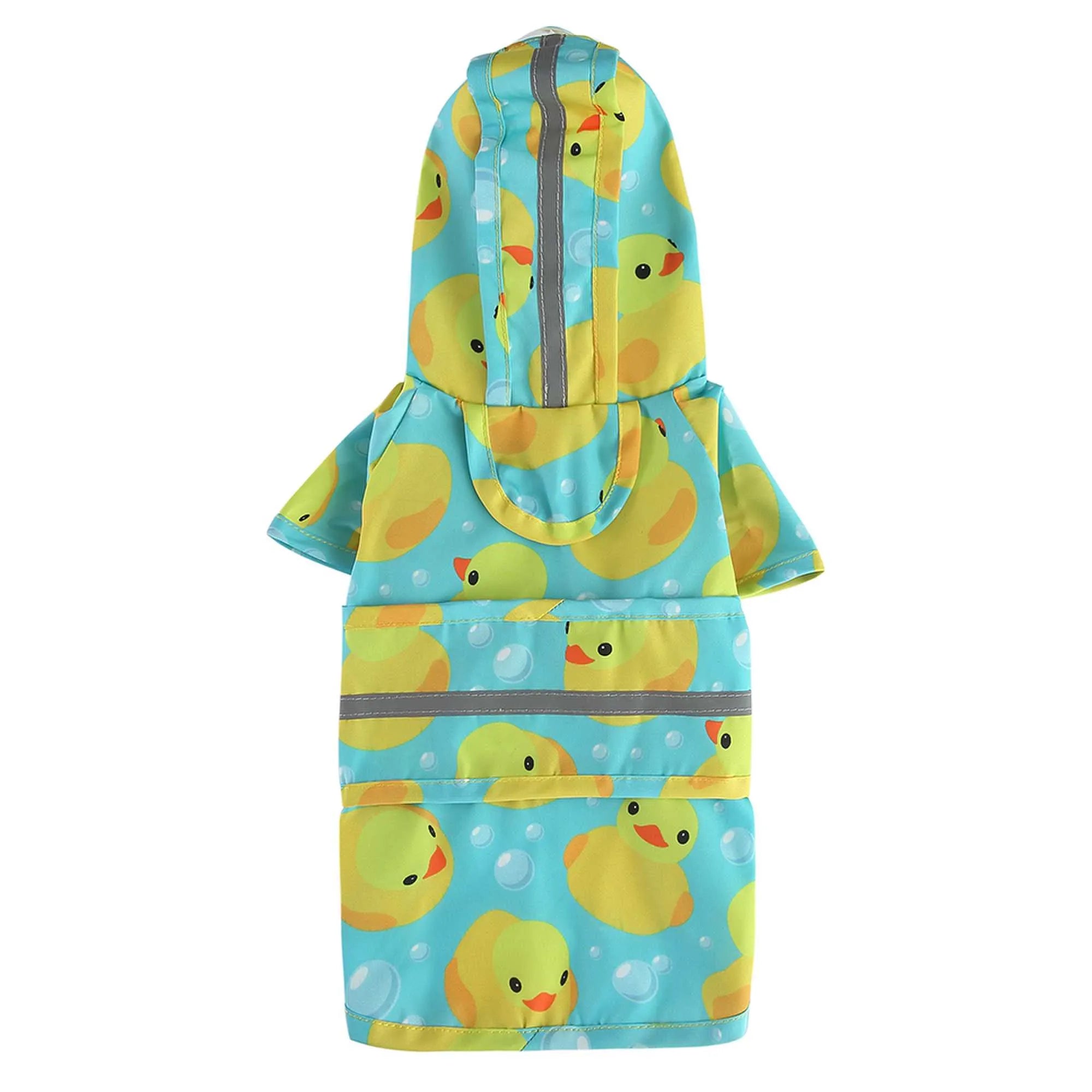 Duck Print Waterproof Dog Raincoat with Reflective Strip