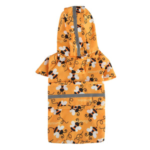 Bee Print Waterproof Dog Raincoat with Reflective Strip