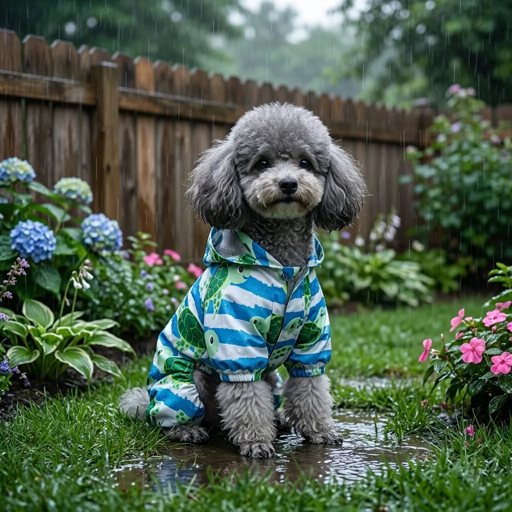 Tamecare sea turtle pattern dog raincoat